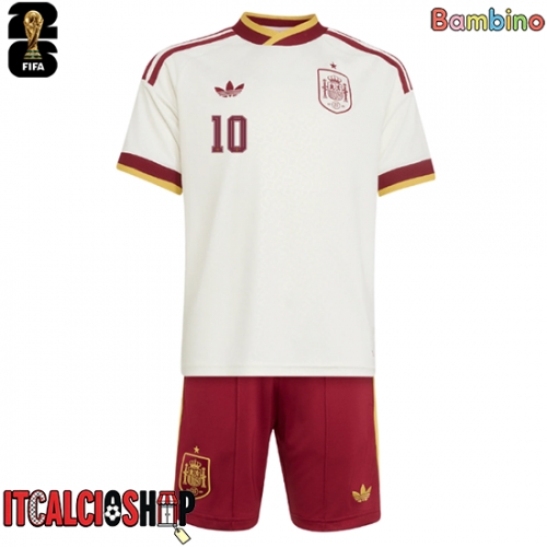 Spagna Dani Olmo #10 Seconda Maglia Bambino Mondiali 2026 Manica Corta (+ Pantaloni corti)